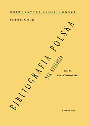 Bibliografia Polska XIX stulecia, Tom XX